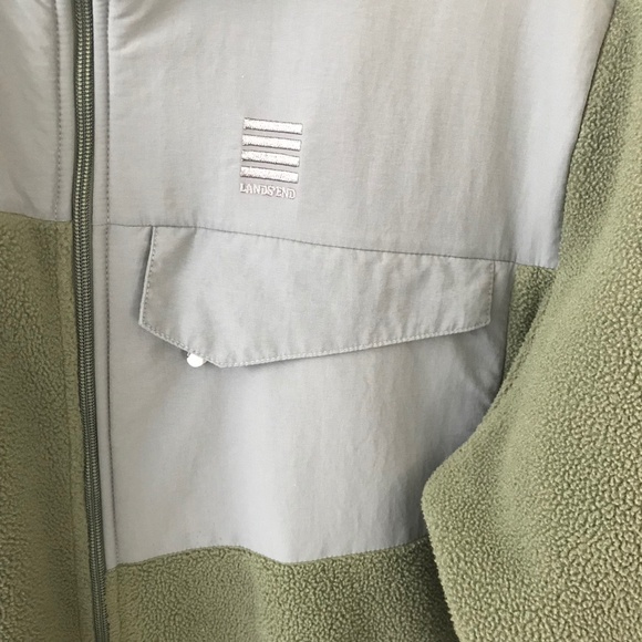 Lands End Green & Gray Zip Up Fleece Jacket - Picture 5 of 16